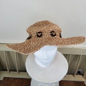 Disney Parks Straw Hat Mickey Charms Wide Brim Floppy summer Hat